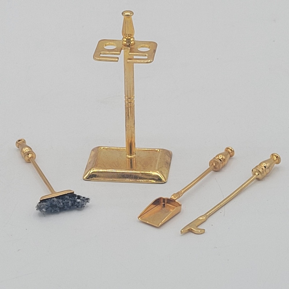 8 Brass Miniatures Mirror Tea Pot Kettle Light Phone Bell Fire Poker Doll House - Picture 9 of 15